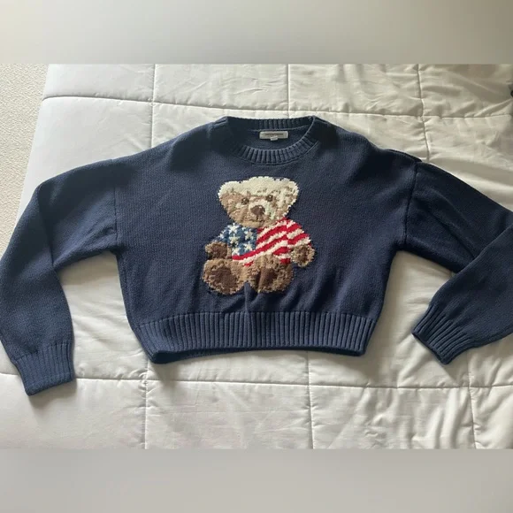 Navy Teddy Bear Sweater - Picture 3 of 3